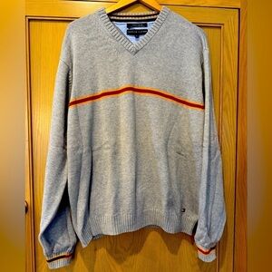 Tommy Hilfiger Cotton Y2K V-Neck Sweater Grey with Striping / xlarge